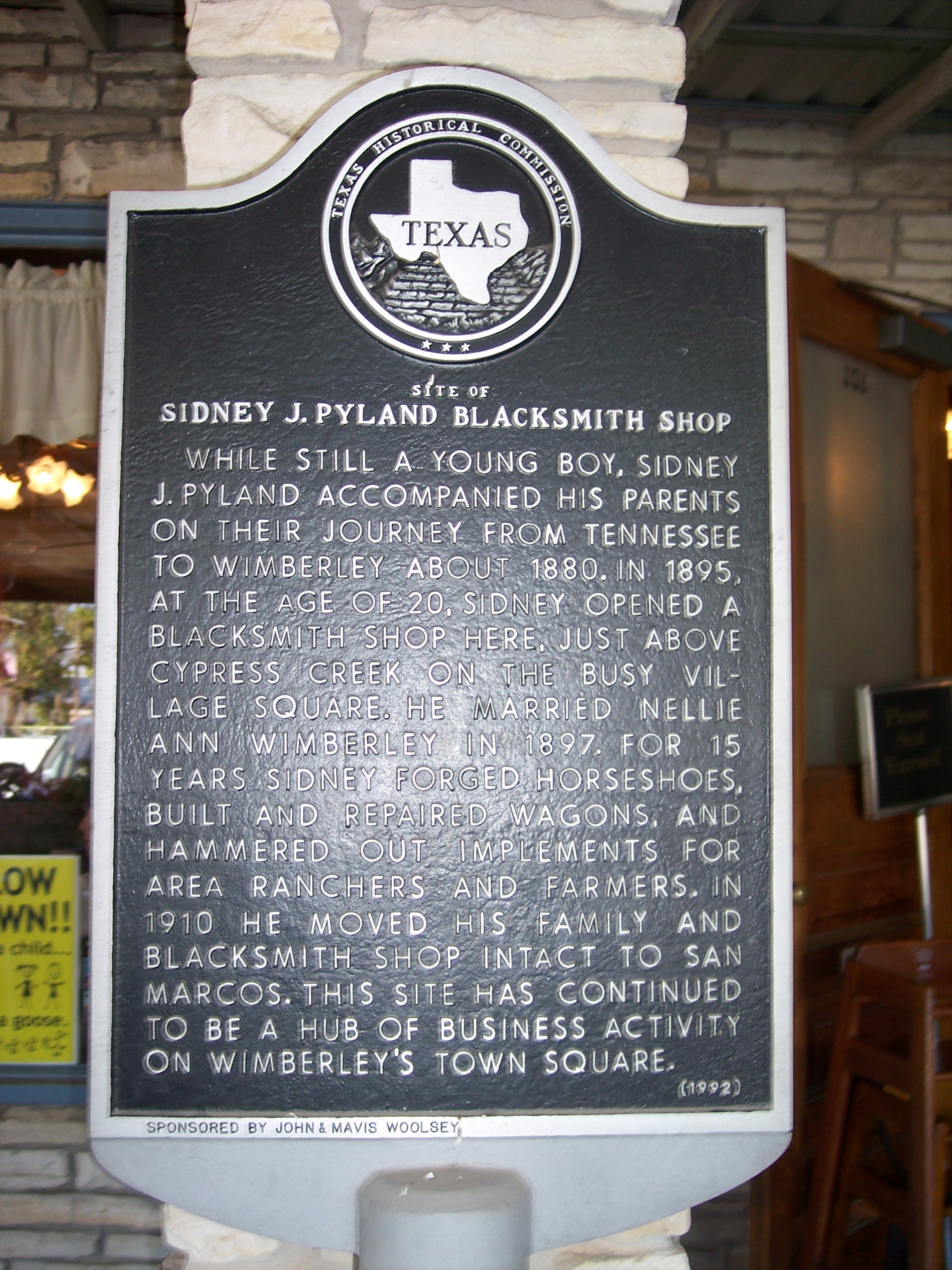  Historical Marker for the Wimberley Blacksmith Shop 2006